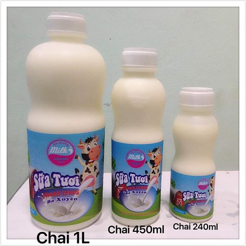 Sữa bò tươi thanh trùng Ba Xuyên loại 450 ml - Đặc sản Sóc Trăng